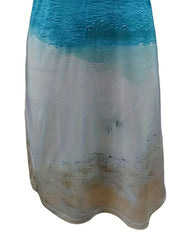 Ombre Print V Neck Short Sleeve Dress