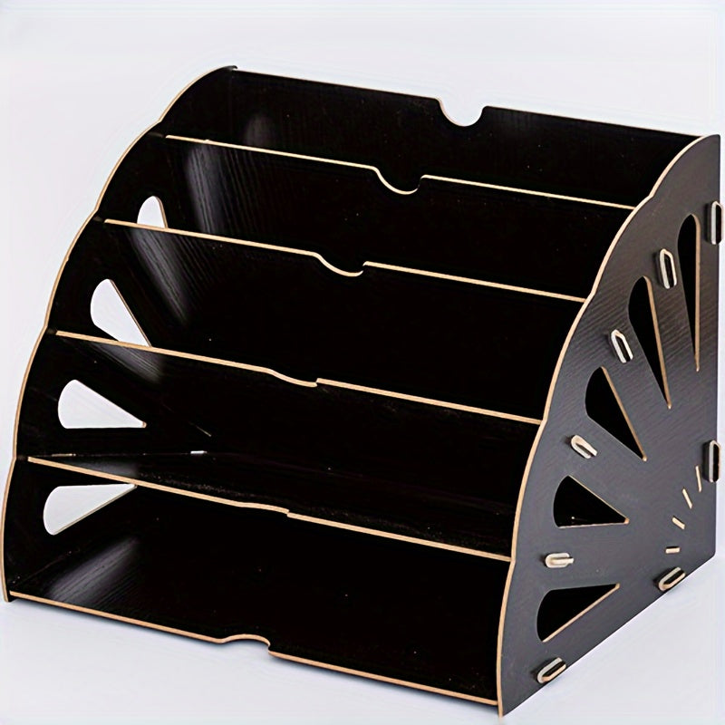 Wooden File Rack Desktop Storage Box