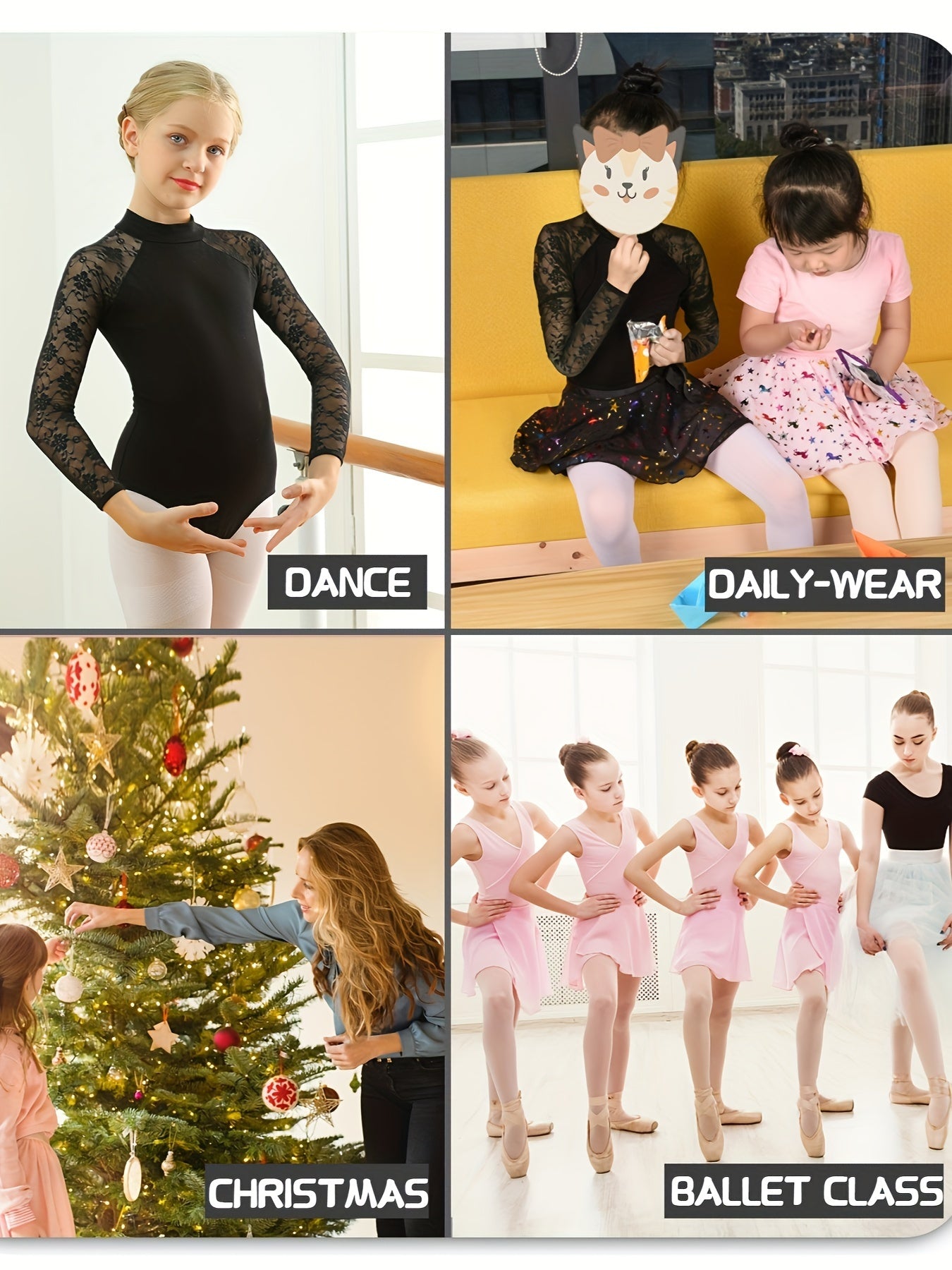 Girls Hollow Back Long Sleeve Ballet Leotard