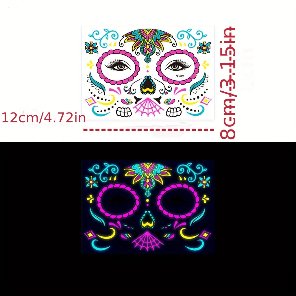 Luminous Fluorescent Stickers Halloween Dress Party Tattoo Stickers