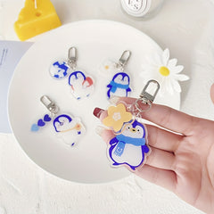 Cartoon Penguin Acrylic Keychain Double Sided Bag Pendant