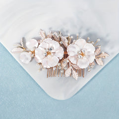 Flower Charm Hair Comb Rhinestone Pearl Bridal Wedding Headwear