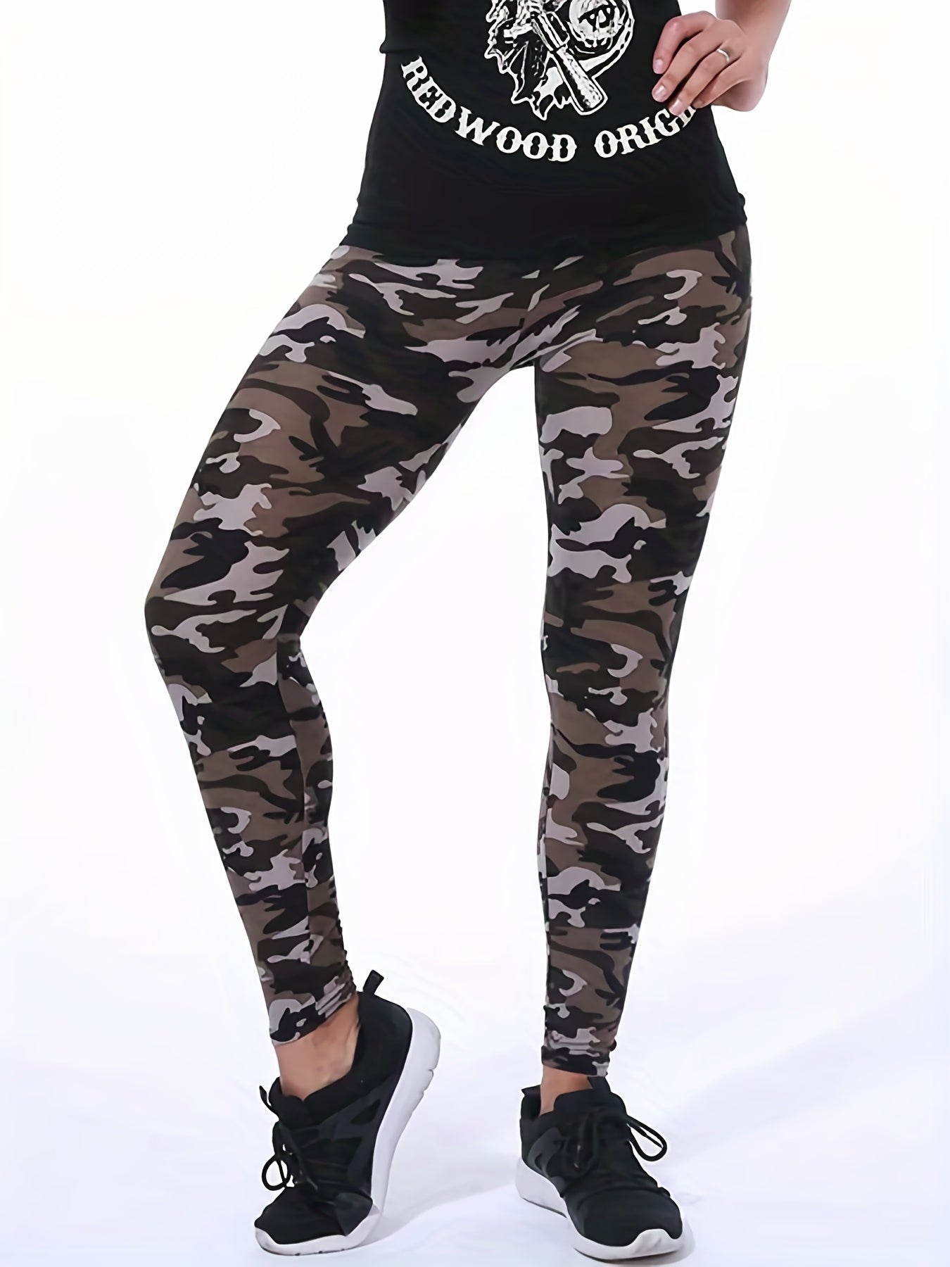 Camo Print High Waist Crop Pants Yoga Fitness Workout Outwear