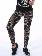 Camo Print High Waist Crop Pants Yoga Fitness Workout Outwear