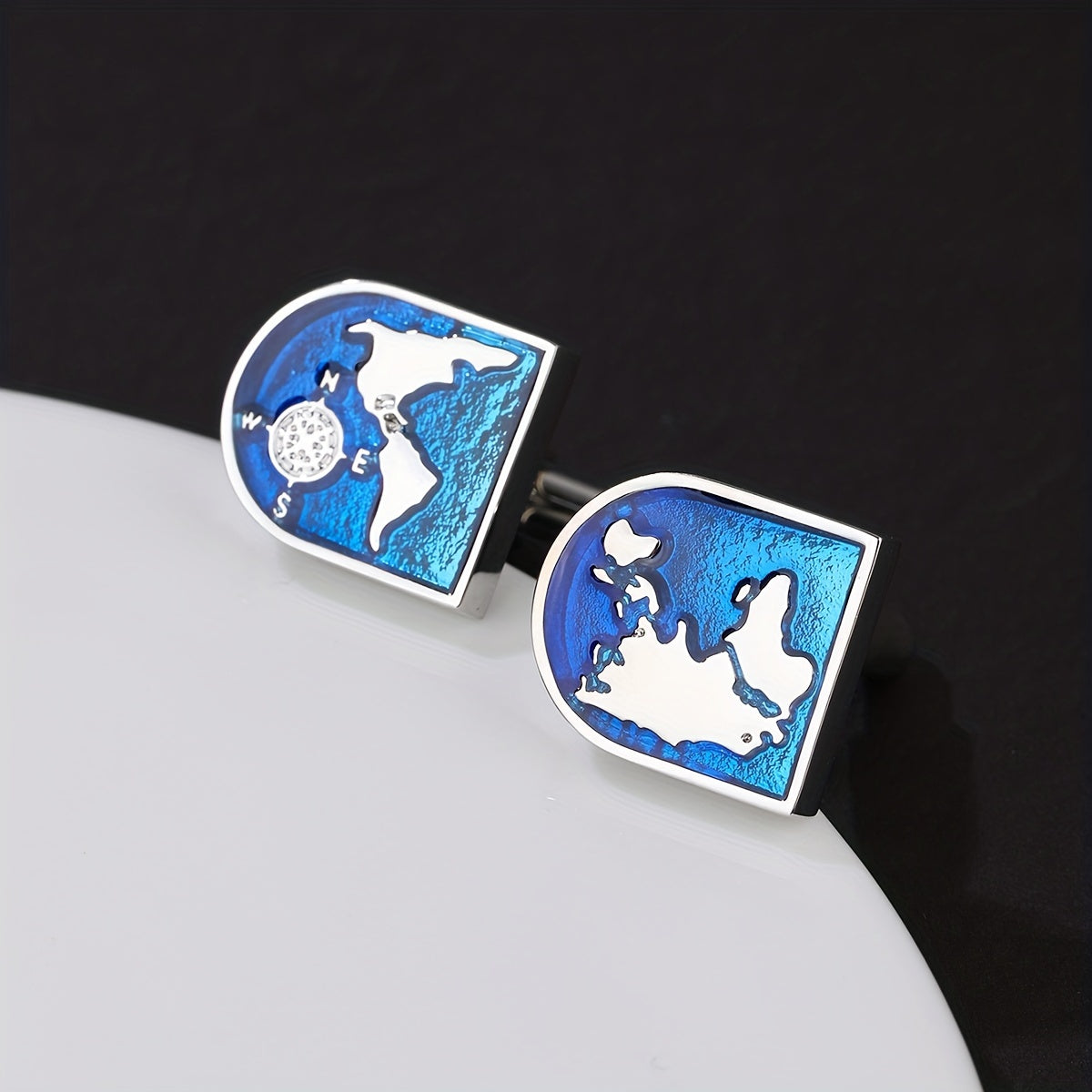 Map Pattern French Cufflinks 2 Cufflinks