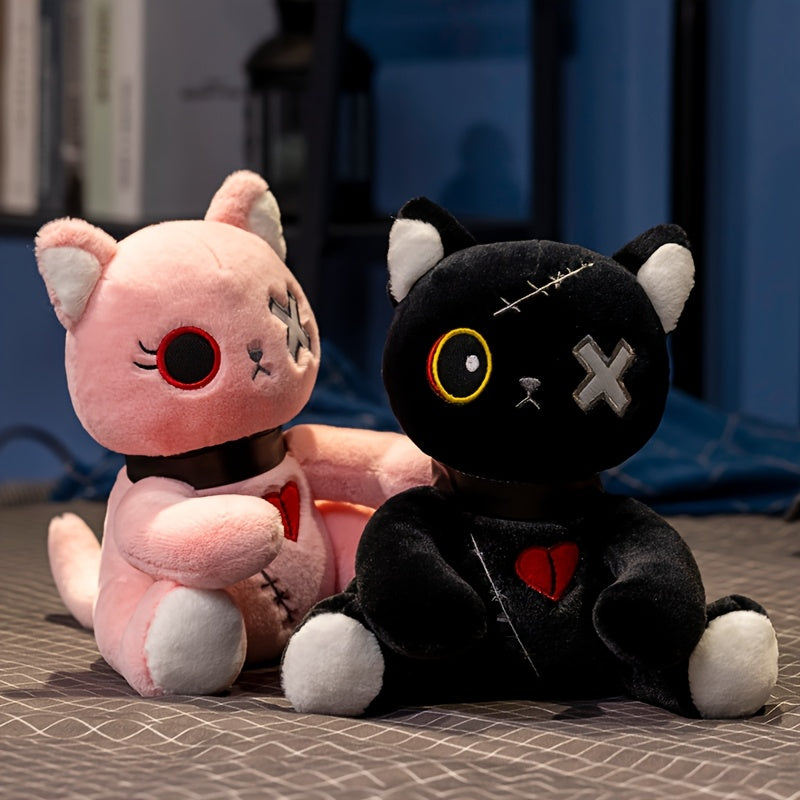Gothic Cat Plush Toy Creepy Kitten Stuffed Animal Halloween Easter Christmas