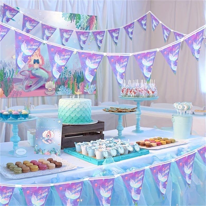 Triangle Flag Banner Pennant DIY Decoration Animals Mermaid Donut Theme
