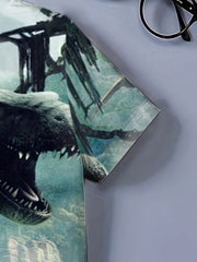Stylish Dino 3D Print Kid's Graphic Tee Short Sleeve Summer T shirt