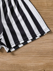 Girls Daisy & Butterfly Striped Halter Rompers for Beach Vacation