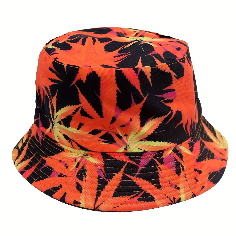 Maple Leaf Print Fisherman Hat Sunshade Sunscreen Basin Hat
