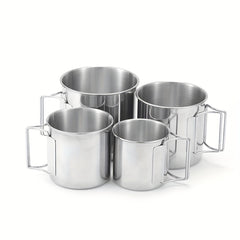 Outdoor 304 Stainless Steel Cup with Folding Handle, Convenient Beer Cup