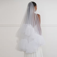 Ruffled Train Bridal Veil & Cascading Skirt