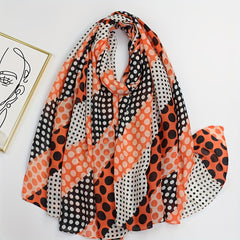 Polka Dot Printed Scarf Vintage Block Shawl Boho Head Wrap Women