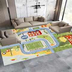 Kids Car Rug Playmat Educational Traffic Carpet Play Rug 100x37in