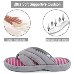 Women's Stripe Flat Flip Flops Open Toe Slippers Memory Foam Non-slip Shoes