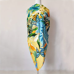 Colorful Print Silky Scarf 129 Satin Shawl Mature Sunscreen