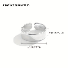S925 Sterling Silver Glossy Cuff Ring & Jewelry Accessories for Women