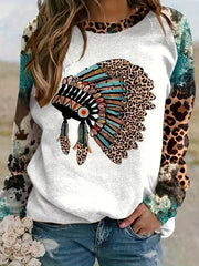 Horse & Letter Pattern Pullover Sweatshirt for Women