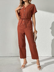 Long Sleeve Ruffled Jumpsuit Casual Loose Fit