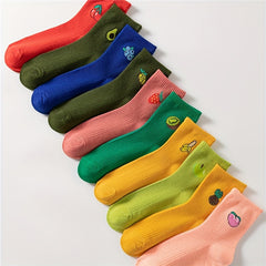 Cute Fruit Print Socks, Comfortable & Breathable Women's Stockings