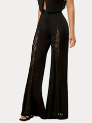 Lace Flare Leg High Waist Pants for Women