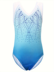 Girls Gradient Sleeveless Gymnastics Romper Suit - Sports Training Gift