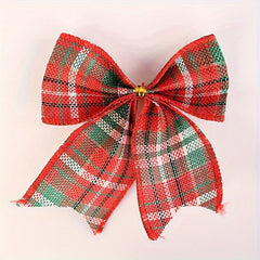 5pcs Christmas Plaid Decorative Bow Gift Decoration Dovetail Bow