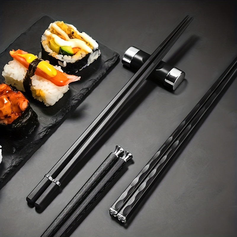 5 Pairs Alloy Chopsticks Reusable Non-slip Durable Kitchen Household Chopsticks