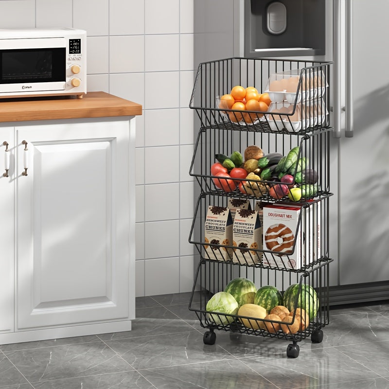 Kitchen Storage Basket Vegetable Fruit Removable Drain Functional Storage