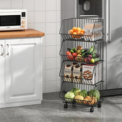 Kitchen Storage Basket Vegetable Fruit Removable Drain Functional Storage