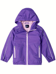 Kids Waterproof Hooded Jacket Athletic Thermal Fleece