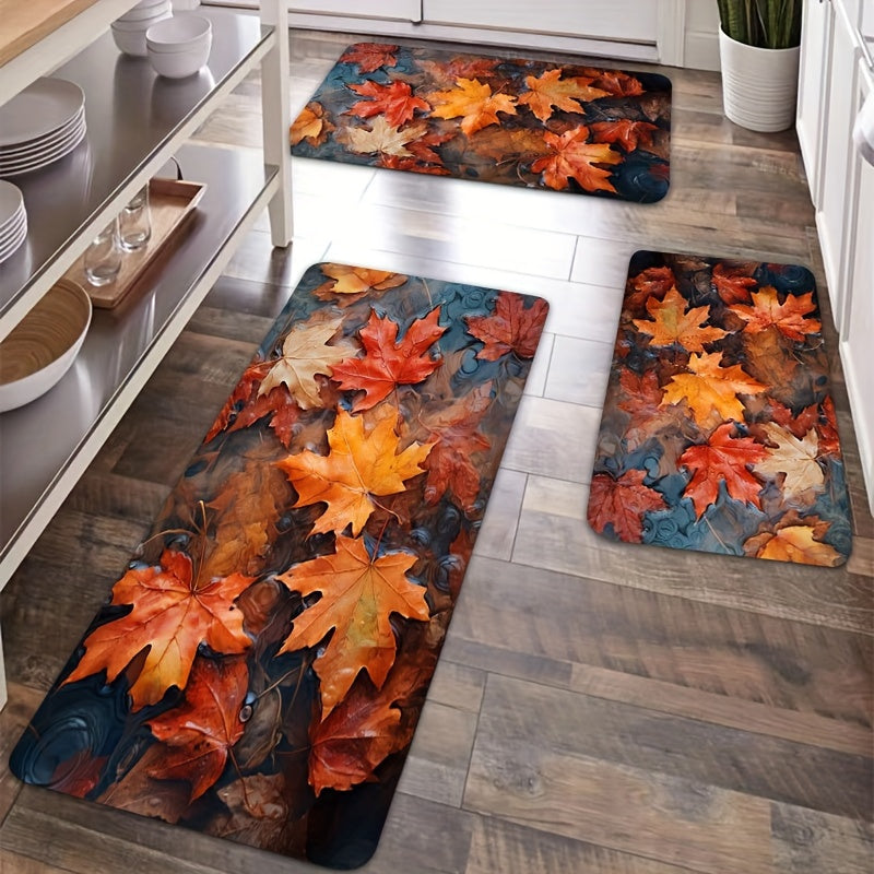 Leaves Pattern Rug Maple Leaves Water Surface Floor Mat