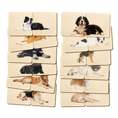 24pcs Wooden Dog Puzzle Animal Matching Cards Educational Game