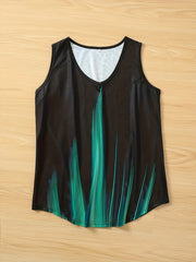Colorblock Print Tank Top V Neck Summer Sleeveless Casual Top