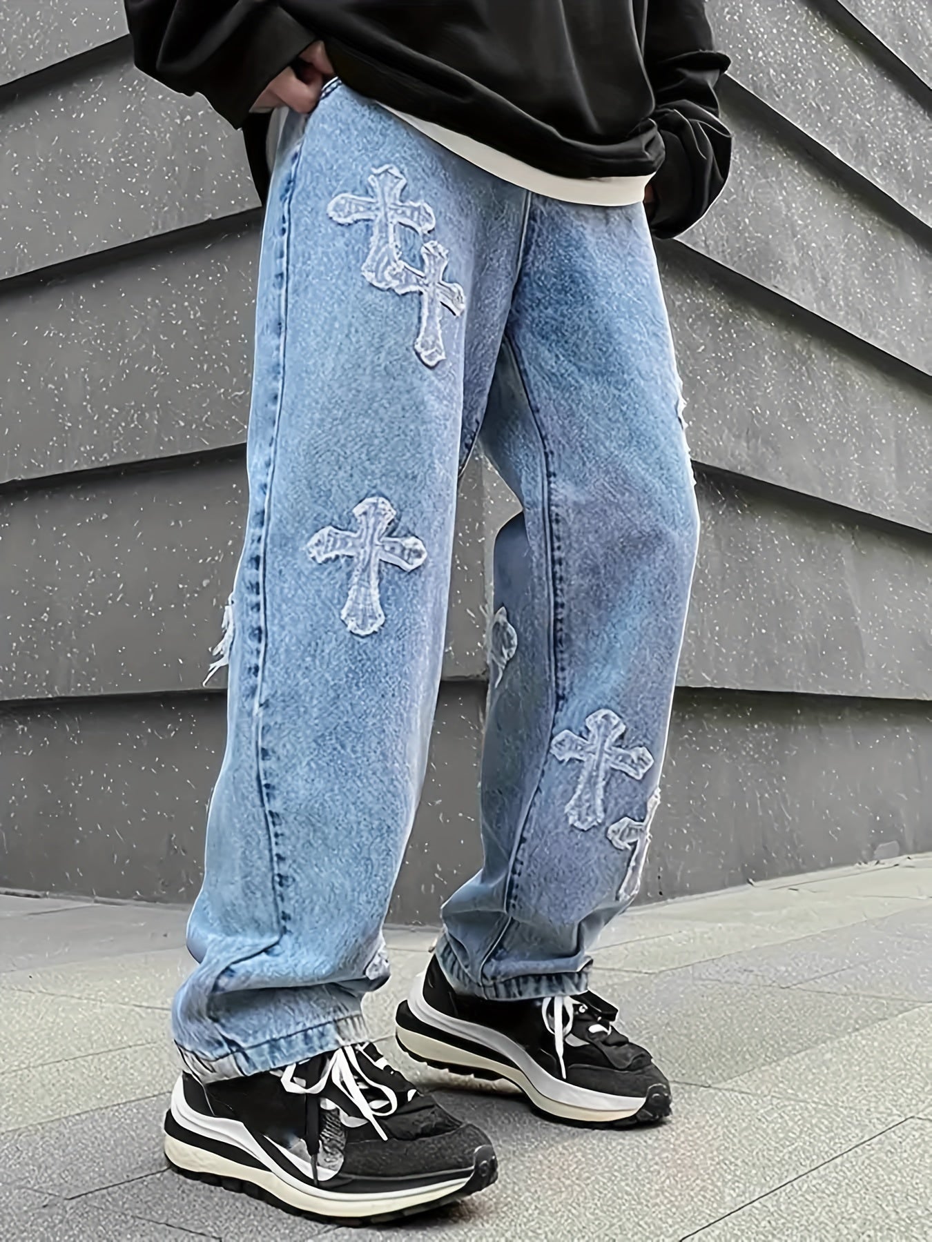 Loose Fit Baggy Jeans Men's Casual Denim Wide Leg Pants