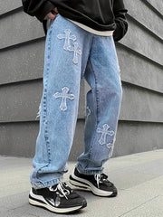 Loose Fit Baggy Jeans Men's Casual Denim Wide Leg Pants