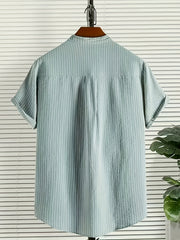Stripe Print Men s Casual Short Sleeve Shirt For Summer Vacation