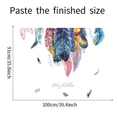 Colorful Feather Wall Sticker Bedroom Entrance Living Room Decoration