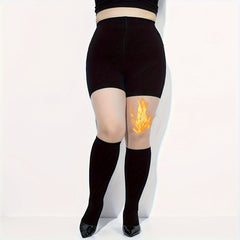 Plus Size Colorblock Cat Print Tights Tummy Control High Rise Footed