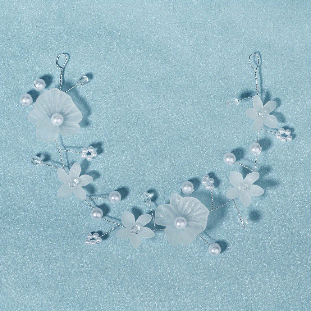 Flower & Pearl Decor Hair Band Headband Bridal Wedding Headwear