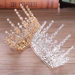 Golden Rhinestone Crown Tiara For Women Bride Wedding Hair Accessories