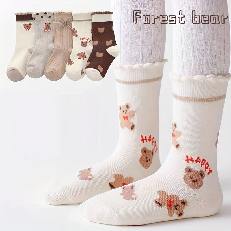 5 Pairs Girls Princess Socks Thin Mesh Comfy Children's Socks