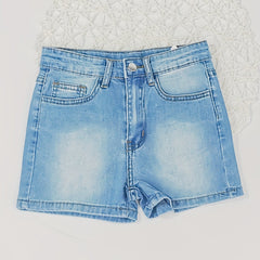 Girls Stretch Denim Shorts Straight Leg Casual Washed Summer Shorts