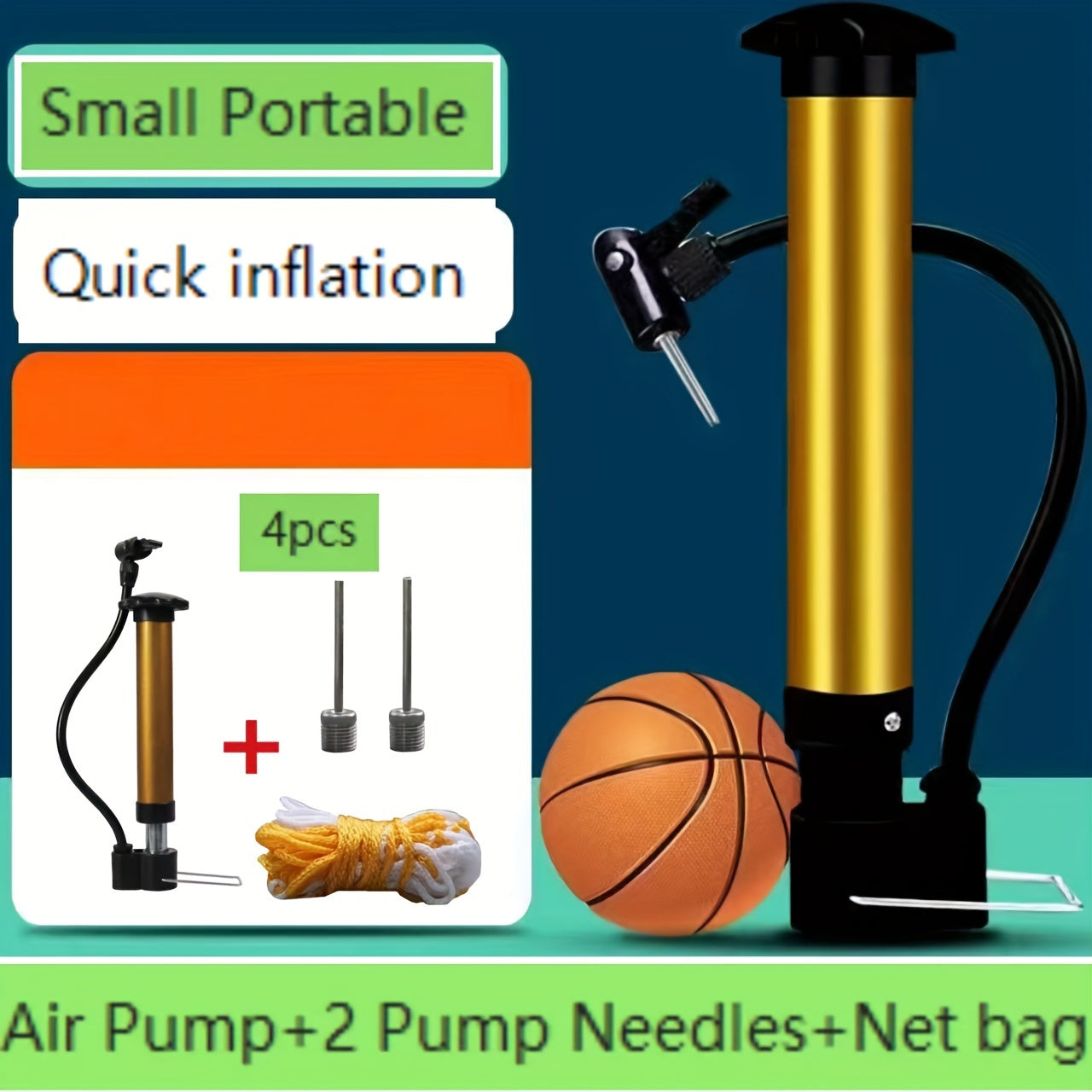 Portable Mini Air Pump for Inflatables - Stainless Steel Pump Needle