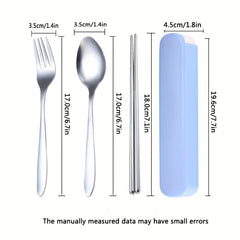 3pcs Stainless Steel Outdoor Tableware Set Spoon Fork Chopsticks