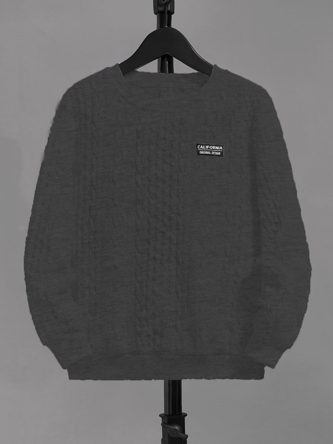 Boys Solid Crew Neck Sweatshirt with CALIFORNjsonIA Patch