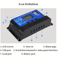 30A Solar Charge Controller 12V 24V Intelligent Regulator LCD Display