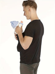 Men's Short Sleeve V Neck T Shirt With Kangaroo Pocket