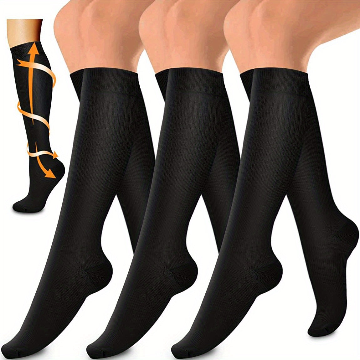 3 Pairs Copper Compression Socks for Men and Women