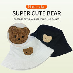 Boys Plush Bear Patch Bucket Hat Sun Hat